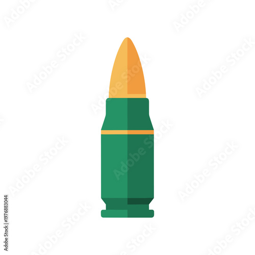 A single green bullet with an orange tip, representing ammunition for firearms, commonly used in hunting, sports, and military contexts worldwide.