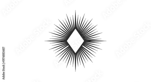 Black Diamond Shape with Radiating Lines.