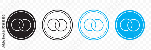 Link icon set. Internet URL or webpage url link icons. Chain, web address, internet shortcut, browser, external link, hyperlink navigation, webpage connection. Editable stroke.