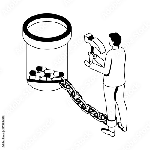 An icon showing an addiction recovery in isometric style
