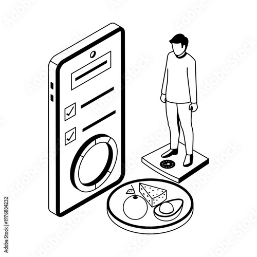 Icon showing a nutrition plan in isometric style
