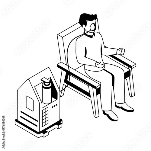 An isometric style icon showing an oxygen machine
