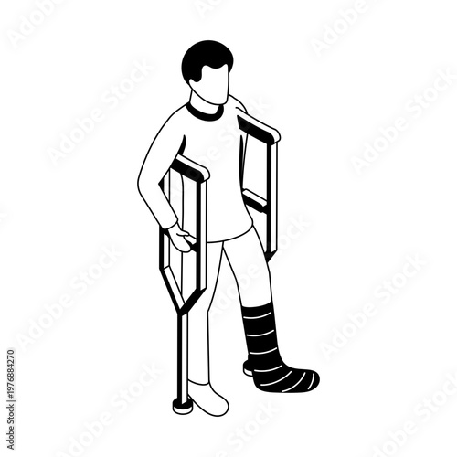 Icon depicting a crutches in isometric style
