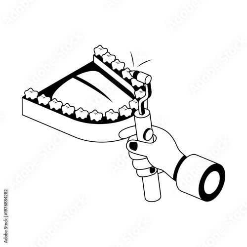 An isometric style icon showing a dental drill
