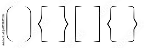 Text brackets, braces, quote, banner icon set