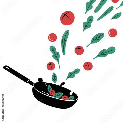 An artist's palette of red and black caviar sits beside pepper and tea cups, creating a vector illustration painted with a vibrant oil brush.