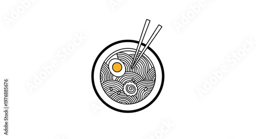 Bowl of Noodles with Chopsticks Inside.