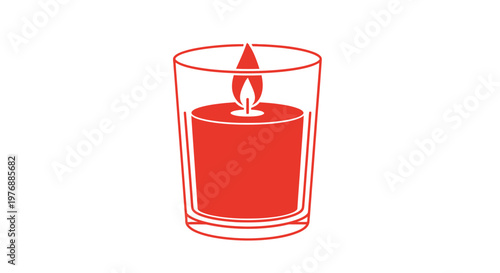 Red Candle in Glass Holder Illustration.