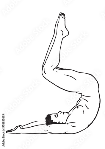 Black vector silhouette illustration of a young man
exercising in yoga gymnastics poses. Suitable for sports and fitness art.