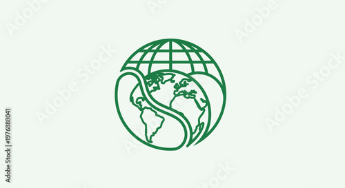 A green illustration of the Earth with leaves symbolizing nature and ecology.