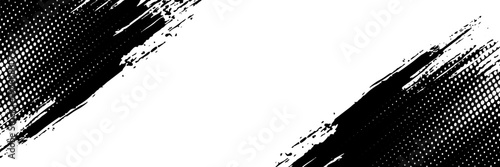 Black Grunge Brush Stroke on White Background, Abstract Hand Painted Ink Splatter, Distressed Vector Texture for Streetwear Design, Gritty Artistic Paint Element, Isolated Silhouette.