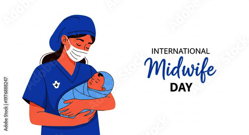 International Midwife Day Poster with Midwife Holding Newborn Baby