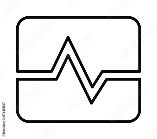 Minimalist heartbeat line icon vector, medical pulse rate monitor symbol, black outline health ekg graphic