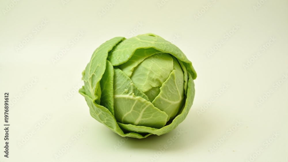 Fototapeta premium Fresh Raw Green Cabbage Isolated on Neutral Background