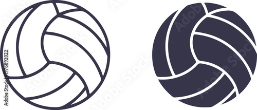 Set of volley ball vector. volley ball logo vector. Outline, silhouette and flat vector ball