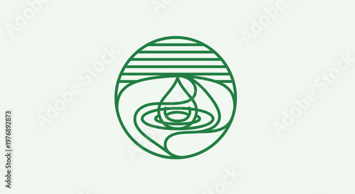 Green logo with lines on a white background