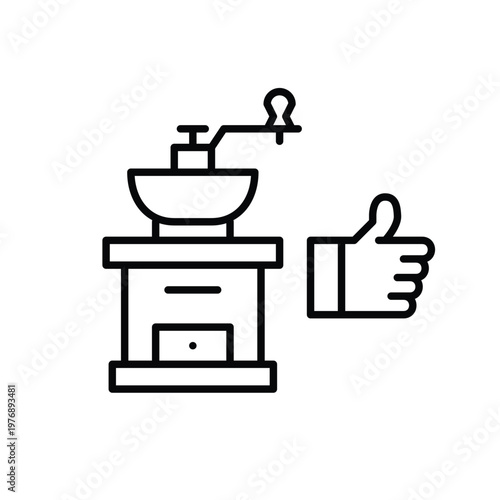 Coffee grinder and like. Favorite brews. Pixel perfect, editable stroke vector icon