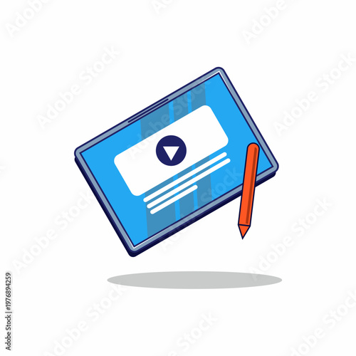 Tablet working device vector Illustration