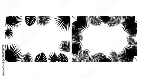 Chic Botanical Palm Leaf Vector Silhouette Border Set