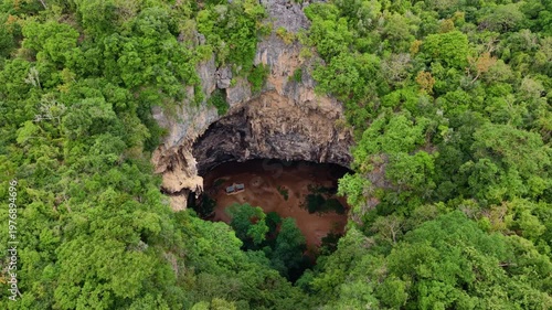 Aerial top view Phraya Nakhon Cave, National Park in Thailand.