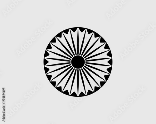 minimalist black and white  chakra vector icon for symbolism and design