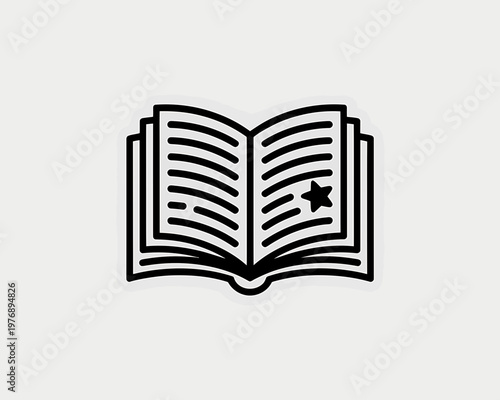 Open book with star symbol vector illustration for education and learning concepts