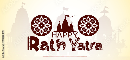 Happy Rath Yatra festival Greeting banner & template. 