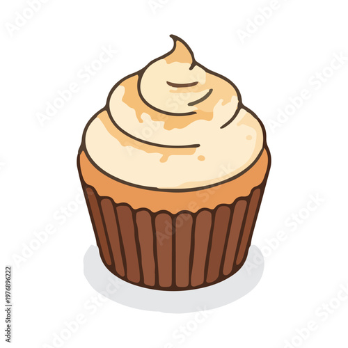 Hand Drawn Vanilla Cupcake Vector
