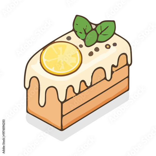 Sweet Lemon Loaf Cake Illustration