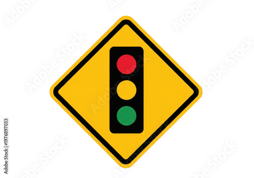Traffic light signal warning sign 3D render