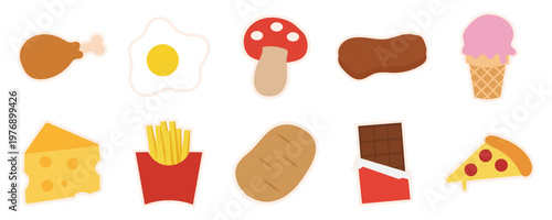 Set of Cute Flat Food Icons