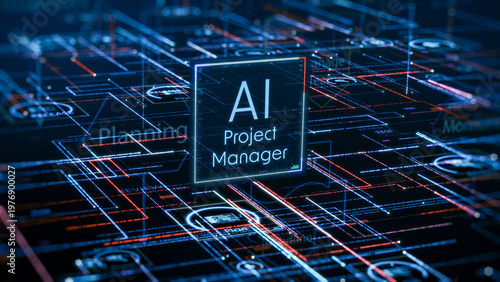 AI agent for Agile project management, AI automation workflow, project life cycle, conceptual illustration (3d render)