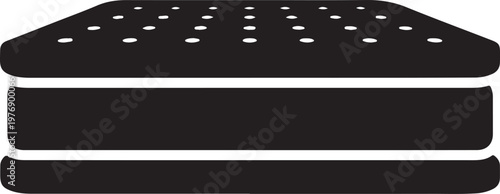 Graphic illustration of black perforated metal sheets stacked on top of each other
