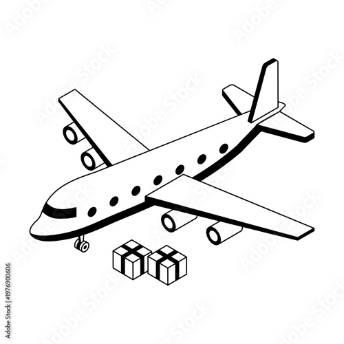 An icon of air freight designed in isometric style
