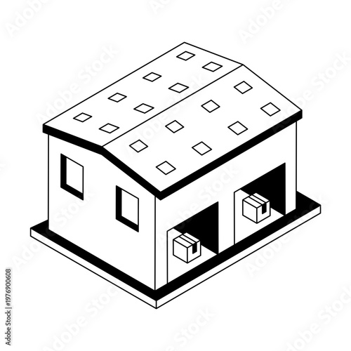 Isometric style icon of warehouse building
