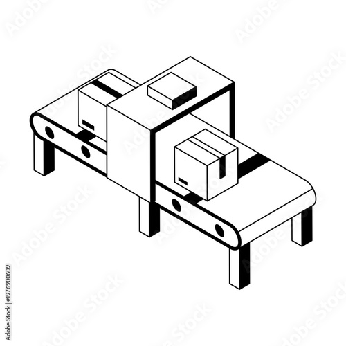 Isometric style icon showing conveyor belt system
