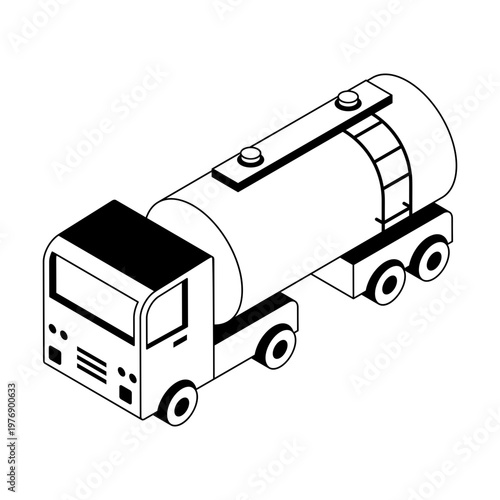 An icon of fuel tanker in isometric style
