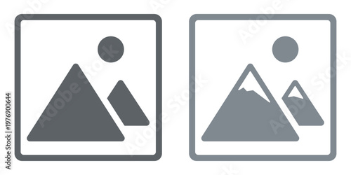Flat picture placeholder symbol for the app, website, or user interface design. No photo thumbnail graphic element. No found or available image in the gallery or album. Vector illustration