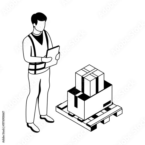 An icon of freight inspector in isometric style
