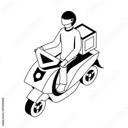 An icon of food delivery designed in isometric style
