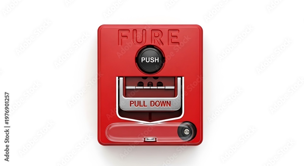 Fototapeta premium Red fire alarm system on white background isolated safety device