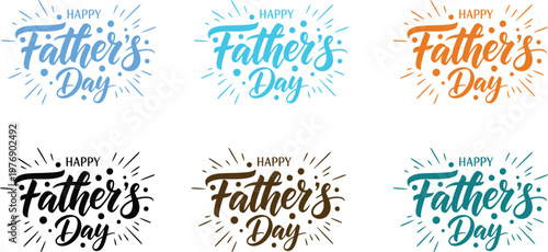 Colorful father's day typography collection hand lettered designs for celebrations