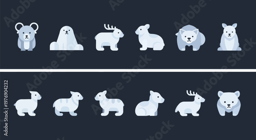 Various animal silhouettes displayed on a dark background for design purposes.