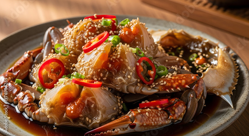 Ganjang Gejang Korean Raw Marinated Crab with Chili and Sesame Seeds
