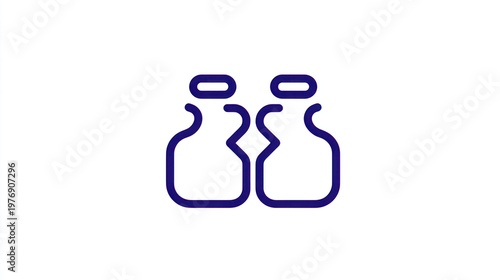 Two stylized blue bottles, outlined on a white background, simple graphic illustration