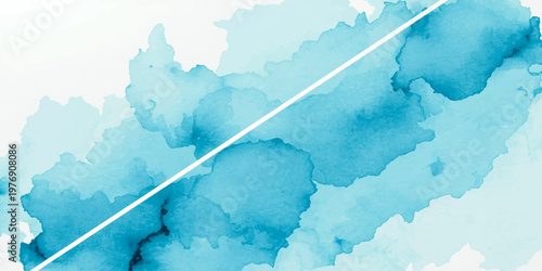 A textured watercolor illustration of a blue sky over a snow-covered earth globe featuring clouds and world continents in a grunge vector art design