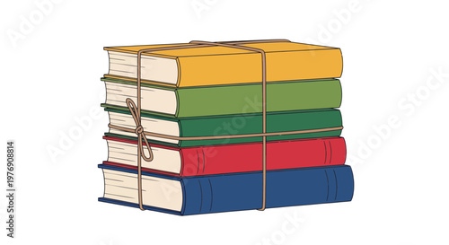Stack of colorful books, book pile, education icons, library elements, vector illustration