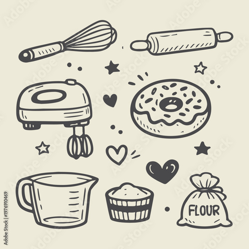 Baking Ingredients and Tools Collection.