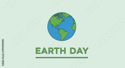 Earth Day Text with Simple Globe Icon in Bright Studio