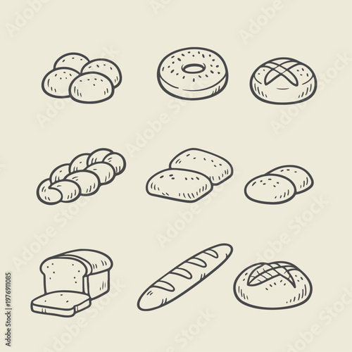 Variety of bread and baked goods.